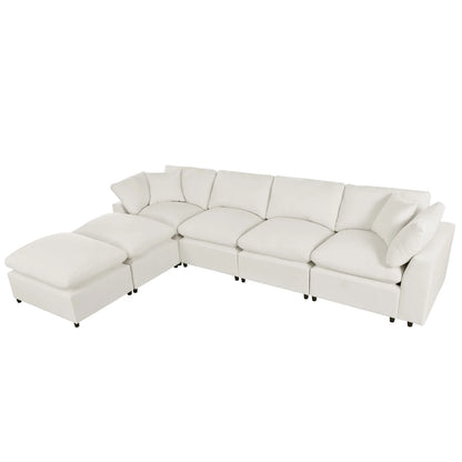 Hommeco Large U-Shape Modular Cloud Sectional Sofa with Reversible Chaise - Beige