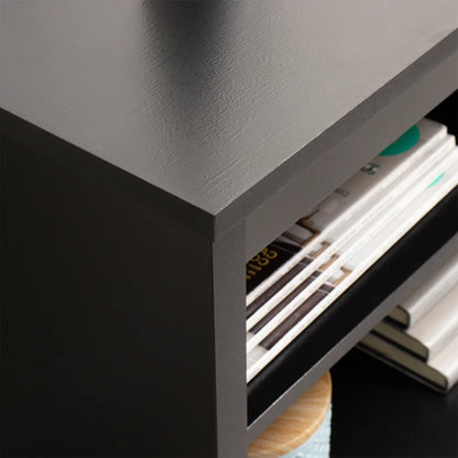 Modern Black TV Stand for 65/75 Inch TV - Wooden Entertainment Center with 6 Shelves