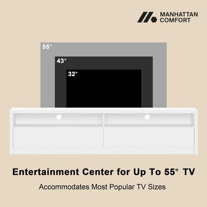 Modern/Contemporary White 70-In W TV Stand ( Accommodates Tvs up to 55-In )