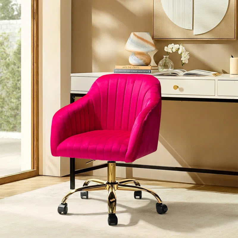 Adan Modern Velvet Task Chair with Wood Frame and Back
