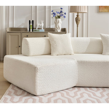 Experience Unmatched Comfort with Our 4-Seat No Assembly Boucle Sofa - Perfect for Modern Living Spaces