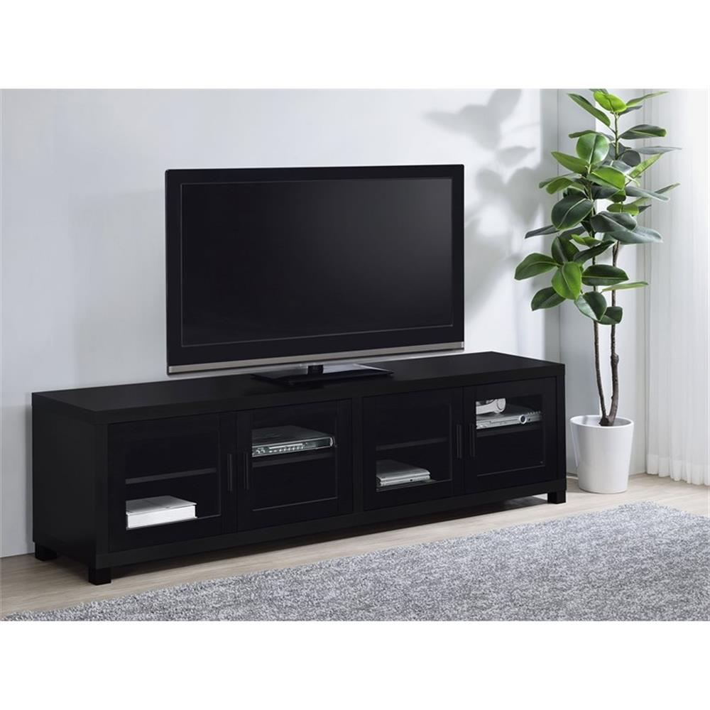 Media Console with Framed Glass Panels Black