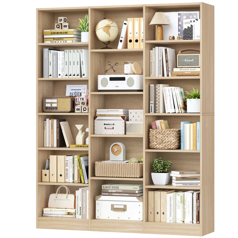 Wakil 74"H X 59"W 6-Tier Large Wood Storage Bookcase