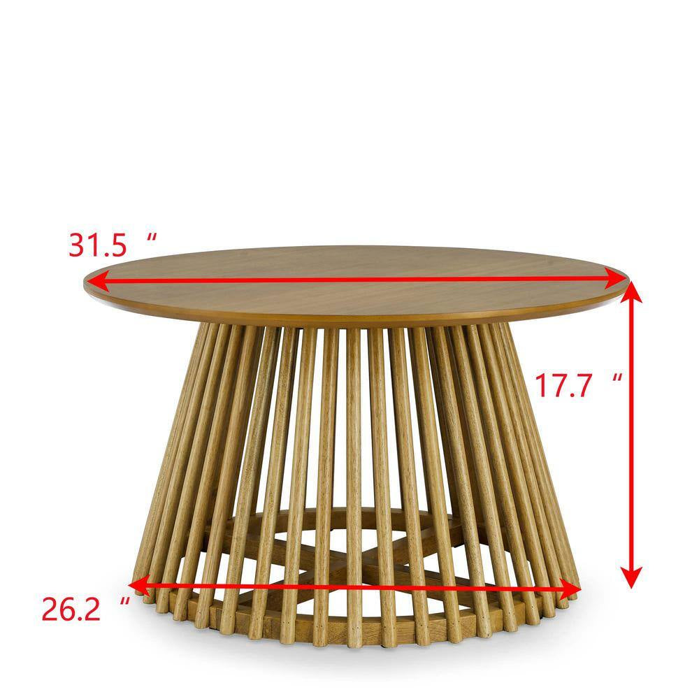 Brown plus Yellow Wood round Outdoor Side Table 1-Piece