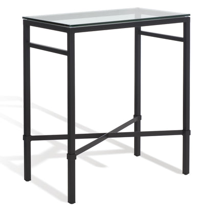 Glass Top Metal Side Table, Black