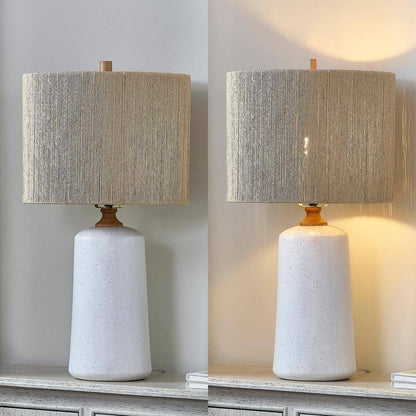 24 In. White Vintage Dimmable Ceramic Bedroom Living Room Bedside Desk Nightstand Table Lamps (Set of 2)