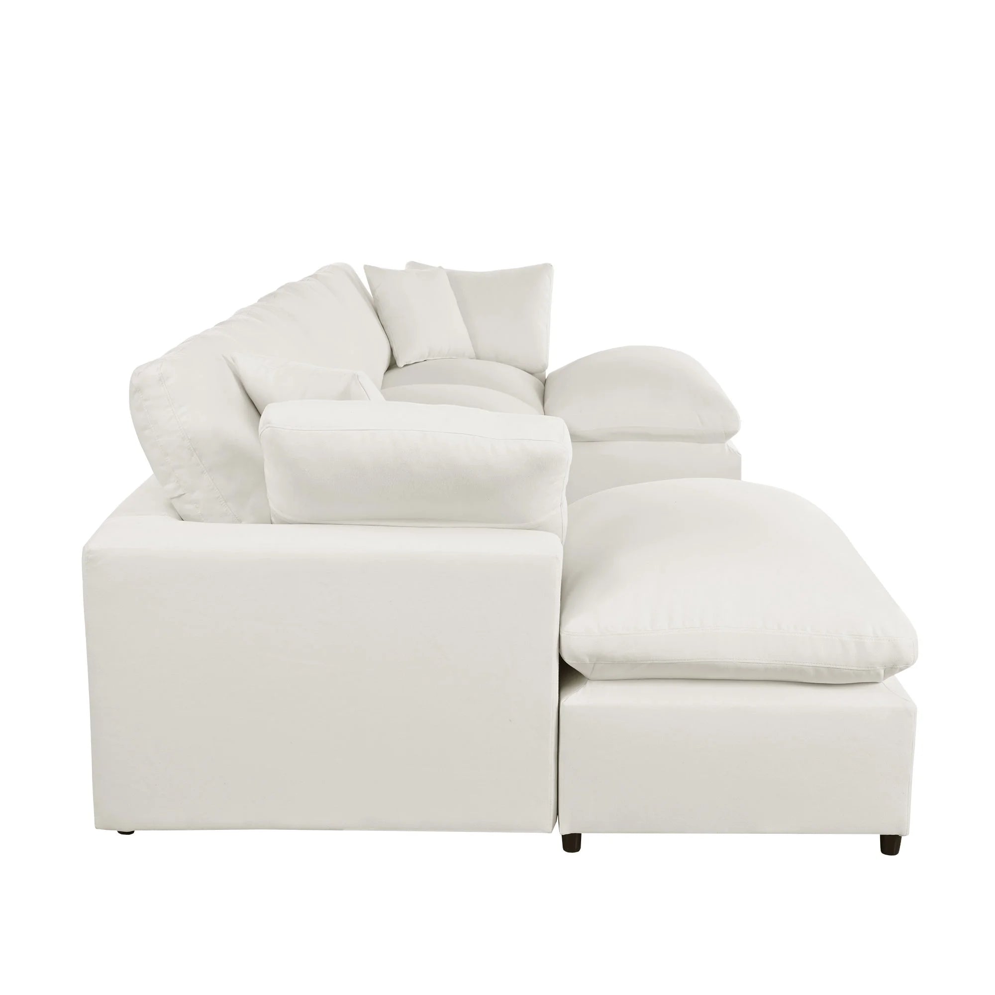 Hommeco Large U-Shape Modular Cloud Sectional Sofa with Reversible Chaise - Beige