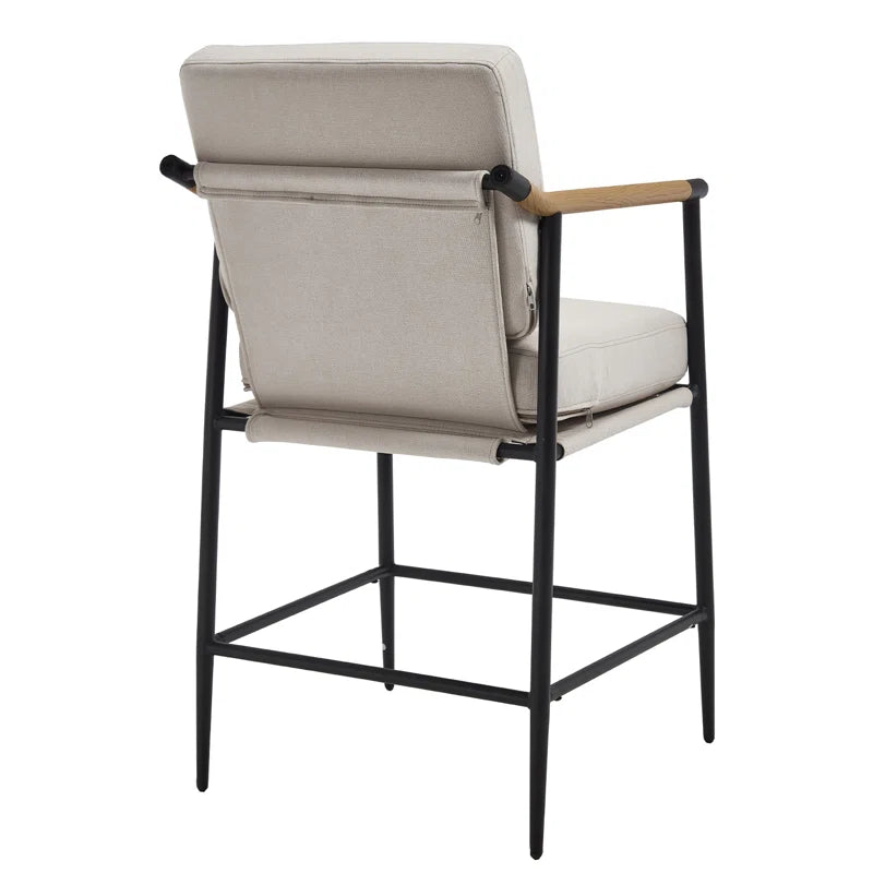 Industrial Modern 26" Counter Stool – Faux Wood & Removable Cushion