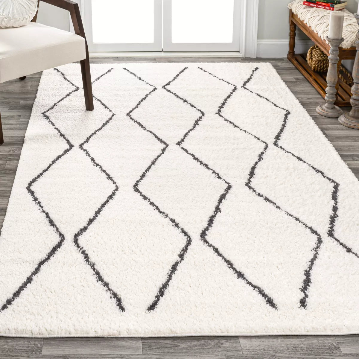 JONATHAN Y Catala Moroccan Diamond Shag Rug, Non-Shedding, Easy-Clean, Durable Synthetic Fibers