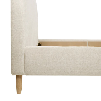 Hommeco Roman Curved Bouclé Platform Bed – Modern King Upholstered Frame in Oatmeal Beige