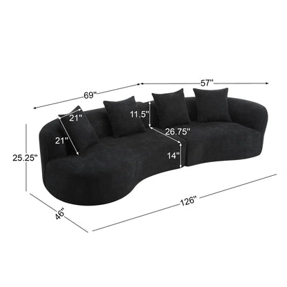 Hession Boneless 126" Modern Compression Curved Sectional Sofa