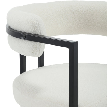 Fabio 30" Upholstered Bar Height Bar Stools with Metal Frame, White/Fur(Set of 4)