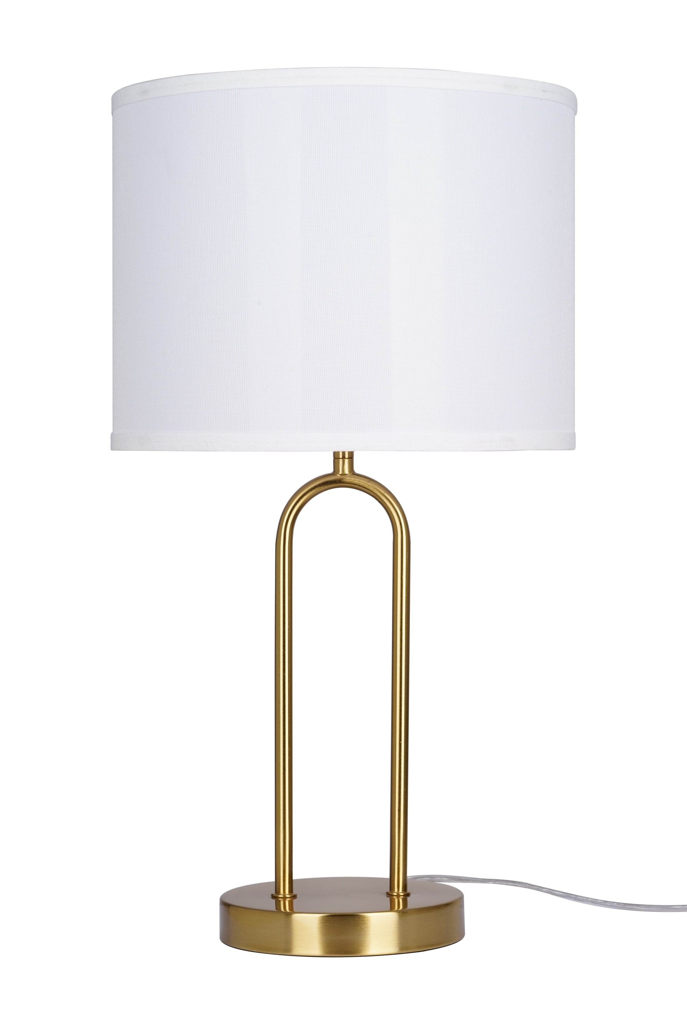 20'' Table Lamp with White Fabric Drum Shade Modern Table Light Fixture