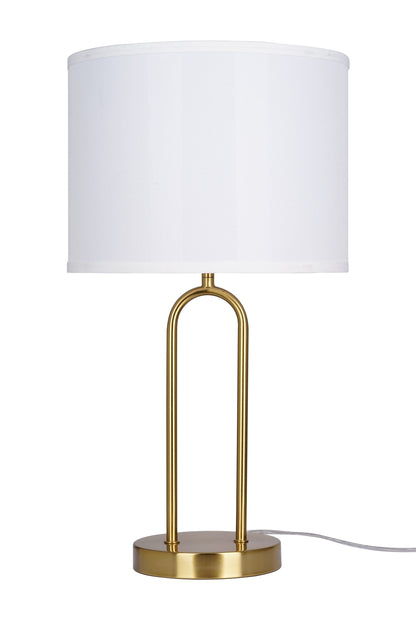 20'' Table Lamp with White Fabric Drum Shade Modern Table Light Fixture