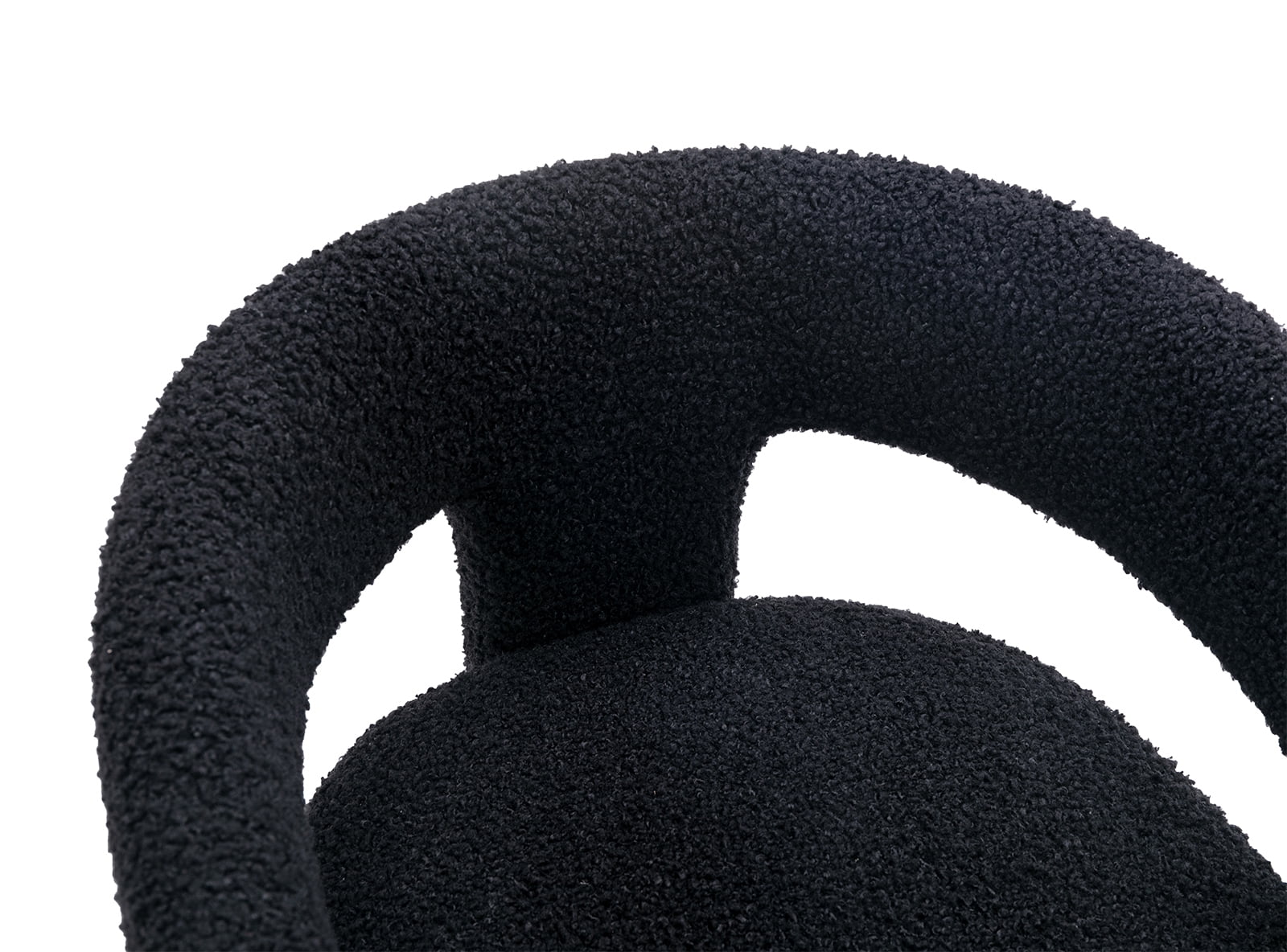 Modern Faux Fur Upholstered Armrests and Back for Living Room Chair, Black