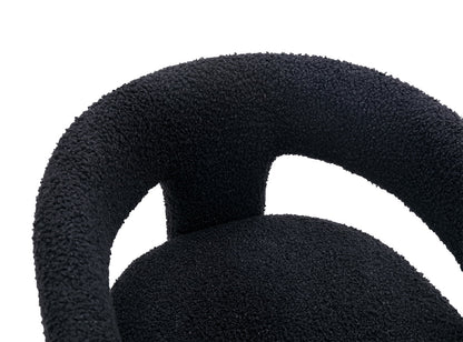 Modern Faux Fur Upholstered Armrests and Back for Living Room Chair, Black
