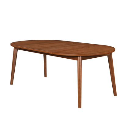 Mid-Century Extendable Dining Table, Solid Wood and Veneer, Acorn Finish