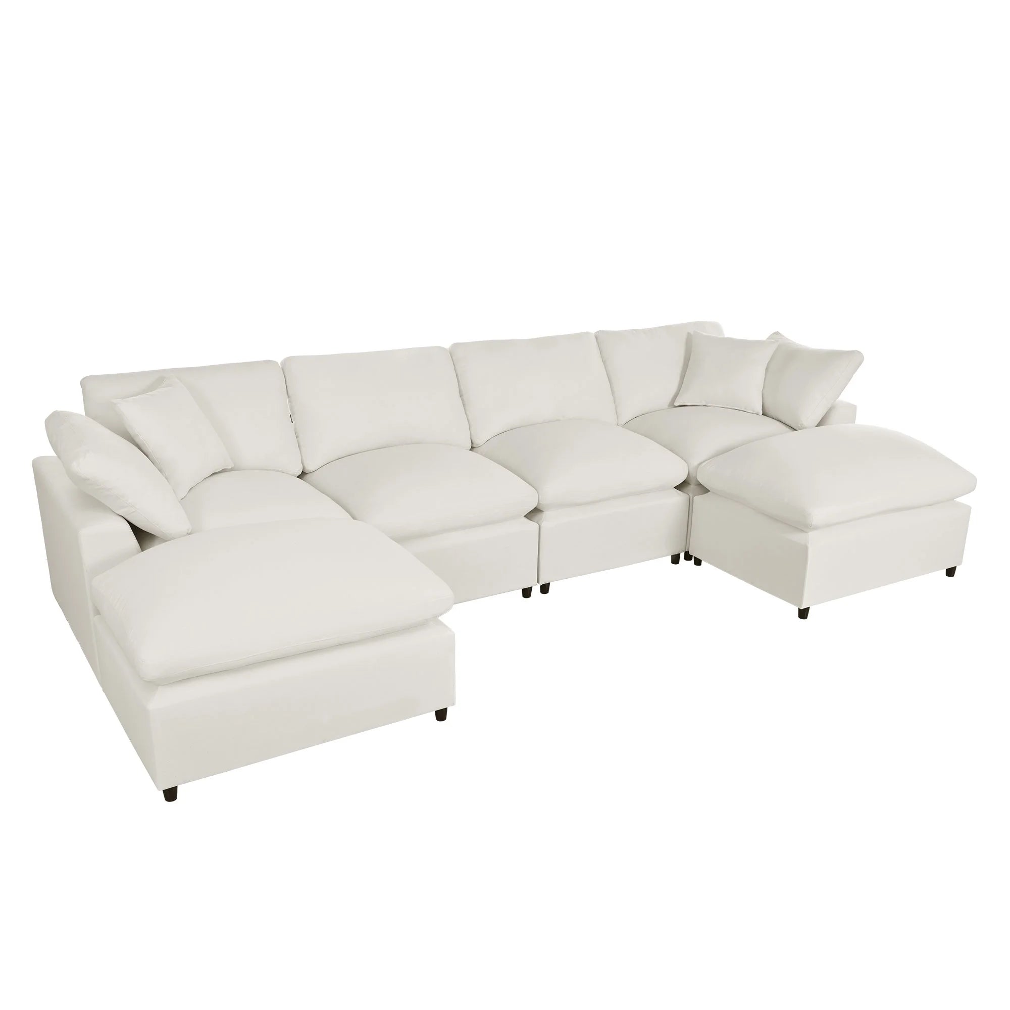 Hommeco Large U-Shape Modular Cloud Sectional Sofa with Reversible Chaise - Beige