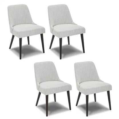 Ivory Mid-Century Modern Dining Chairs with Fabric Seat and Wood Legs for Kitchen and Dining Room (Set of 4)