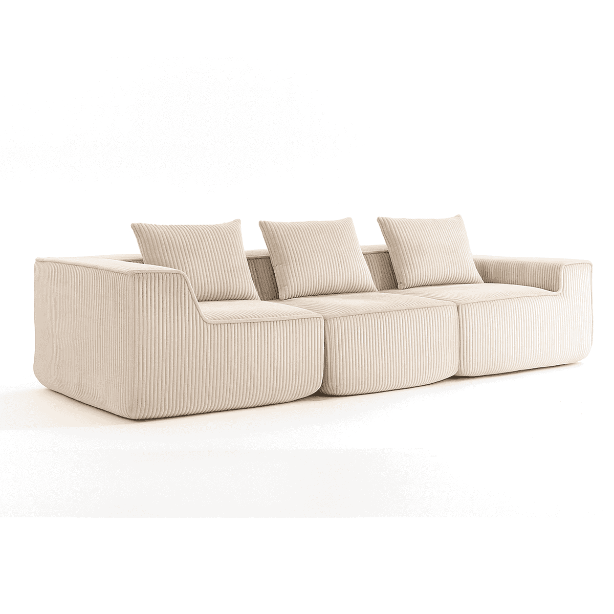 Modern Modular Corduroy Sofa – Beige No-Assembly Compression Couch