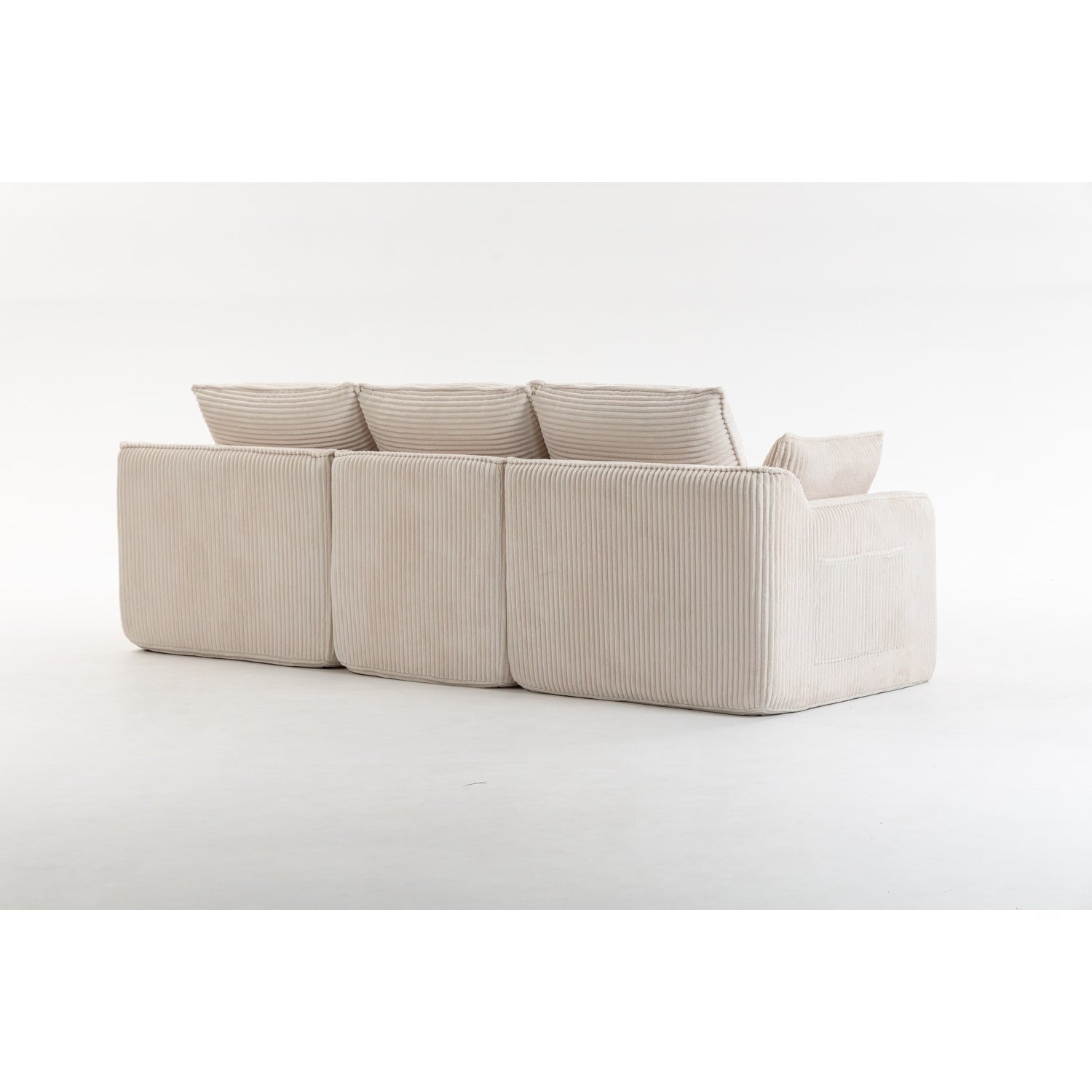 103" L-Shaped Corduroy Boneless Sectional Sofa with Movable Ottoman