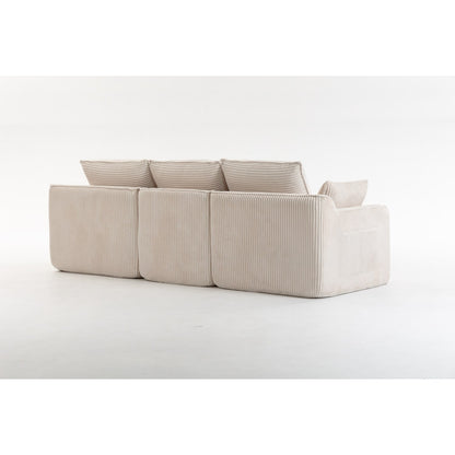 103" L-Shaped Corduroy Boneless Sectional Sofa with Movable Ottoman