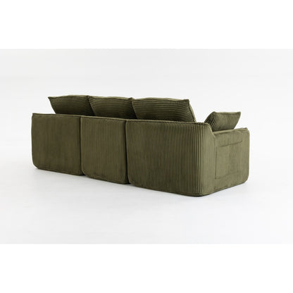 103" L-Shaped Corduroy Boneless Sectional Sofa with Movable Ottoman