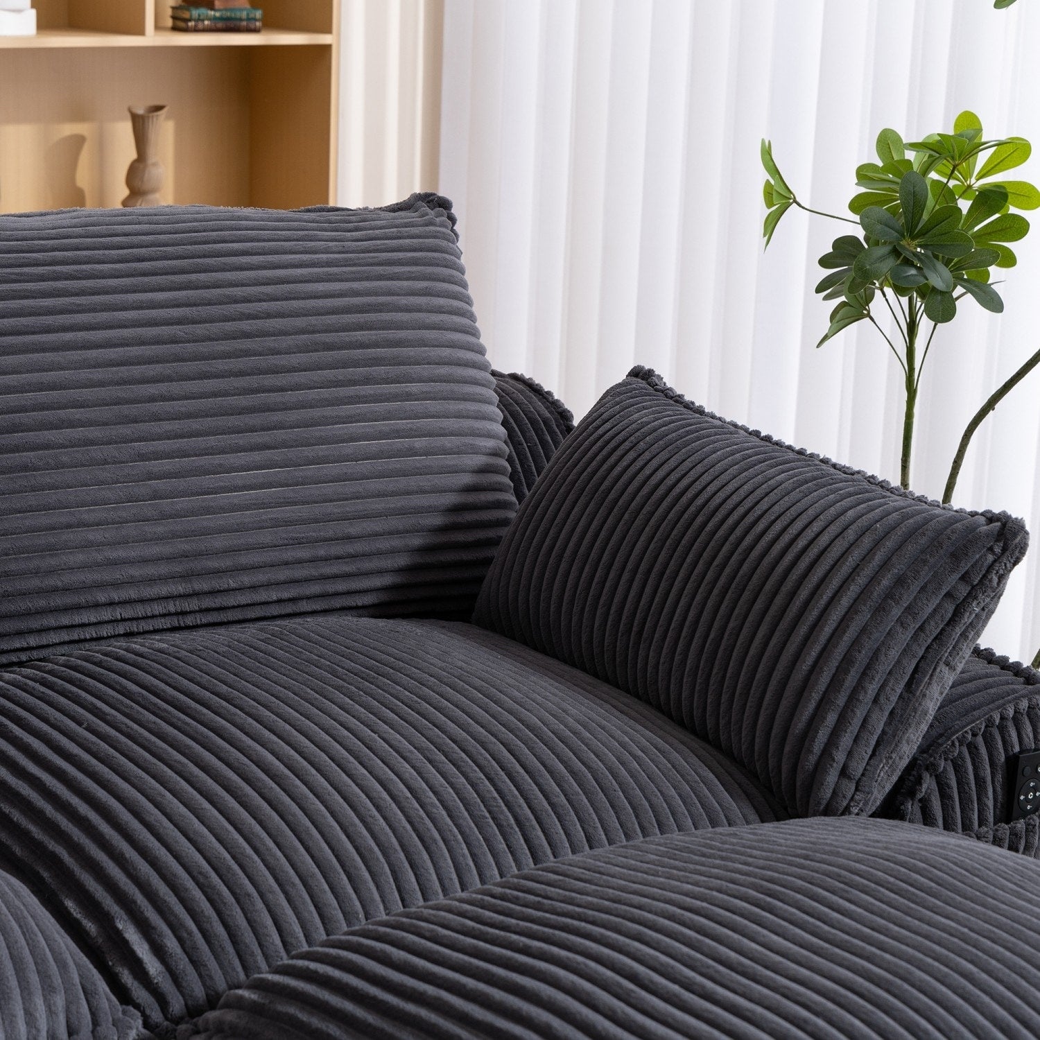 103" L-Shaped Corduroy Boneless Sectional Sofa with Movable Ottoman
