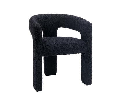 Modern Faux Fur Upholstered Armrests and Back for Living Room Chair, Black
