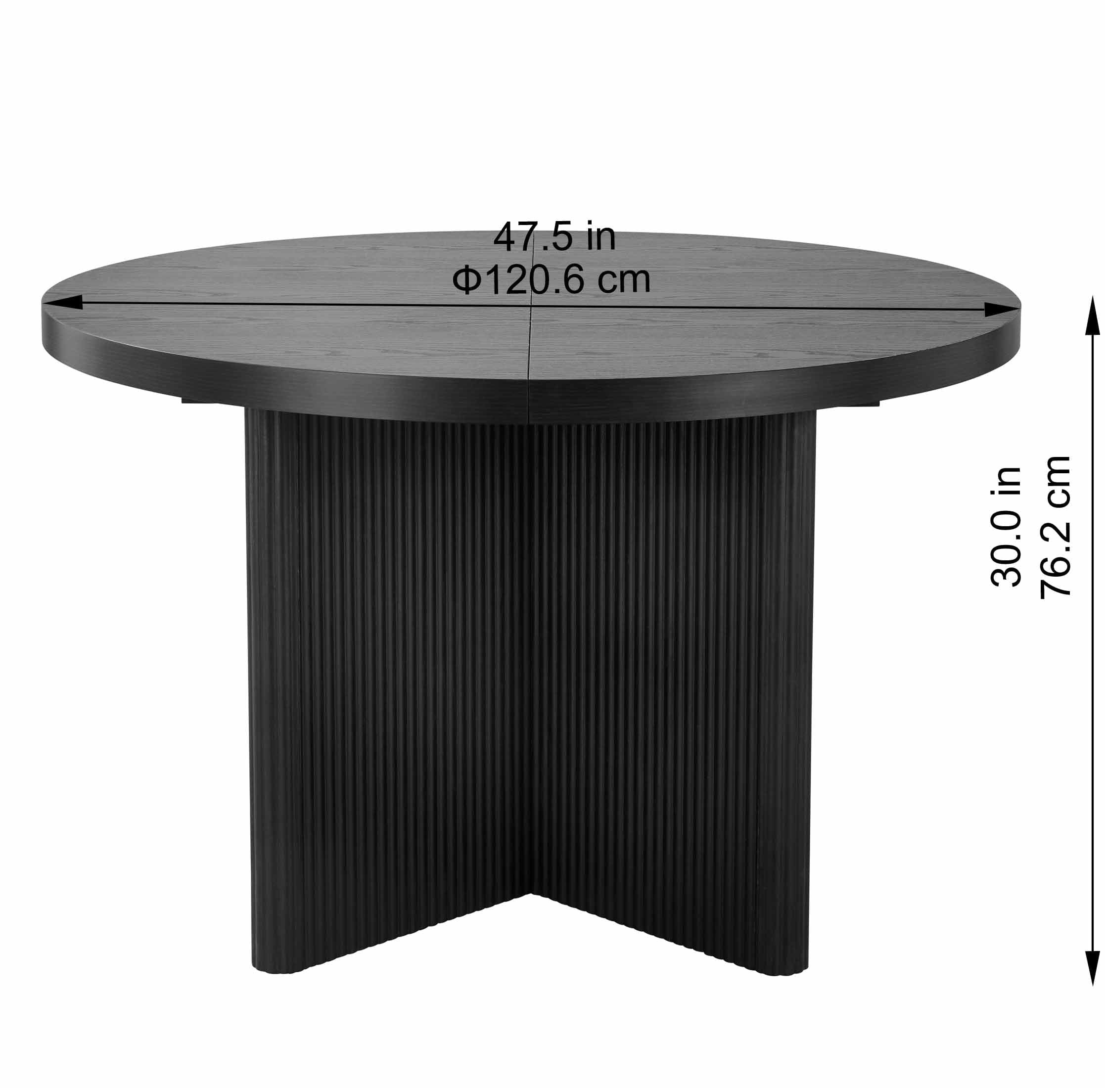 Round Expandable Dining Table, Black Wood Finish