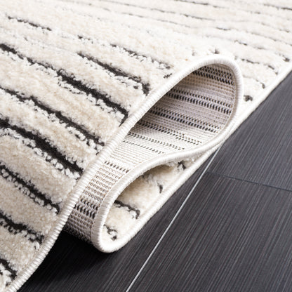 Modern Area Rug, Ivory/Black, 8' X 10'