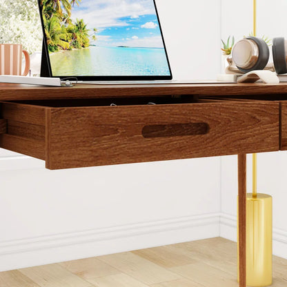 Caidence 2-Drawer Writing Desk with Solid Wood Legs