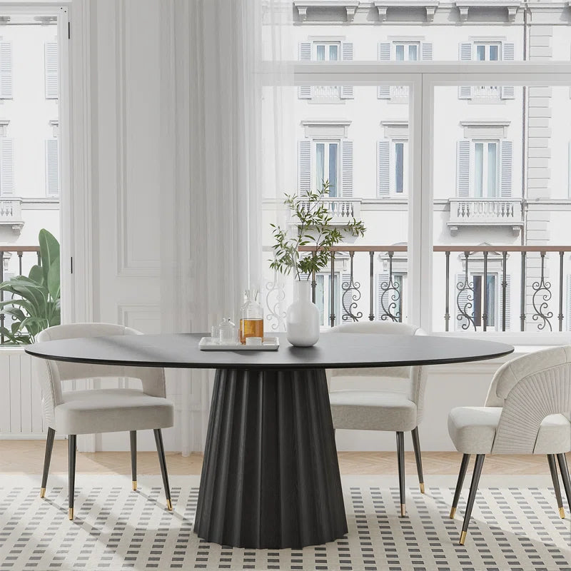 67" Oval Dining Table Pedestal Kitchen Table for 6