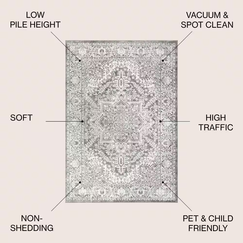 Modern Persian Light Gray 8 Ft. X 10 Ft. Distressed Area Rug