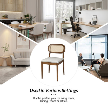 Konstantin Modern Solid Wood Dining Chair with Ratten Back (Set of 2 )