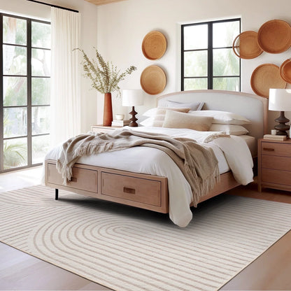 8'X10' Area Rugs for Living Room Jacquard Textured Modern Rugs Soft Geometric Rug for Bedroom Mid Century Washable Rug Non-Slip Bohemian Carpet Perfect for Dining Room Office Beige