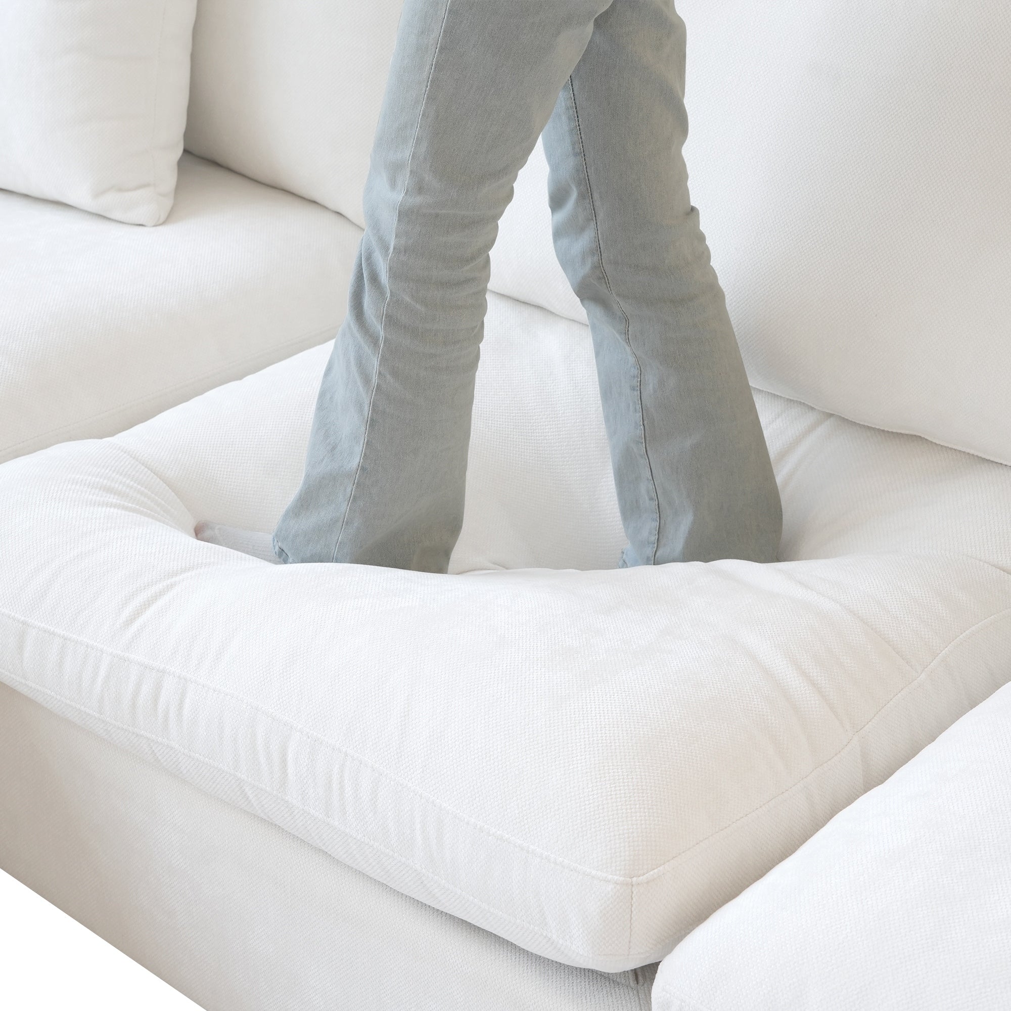 Oversized Linen Sectional Sofa down Filled U-Shaped Couch for Living Room Set