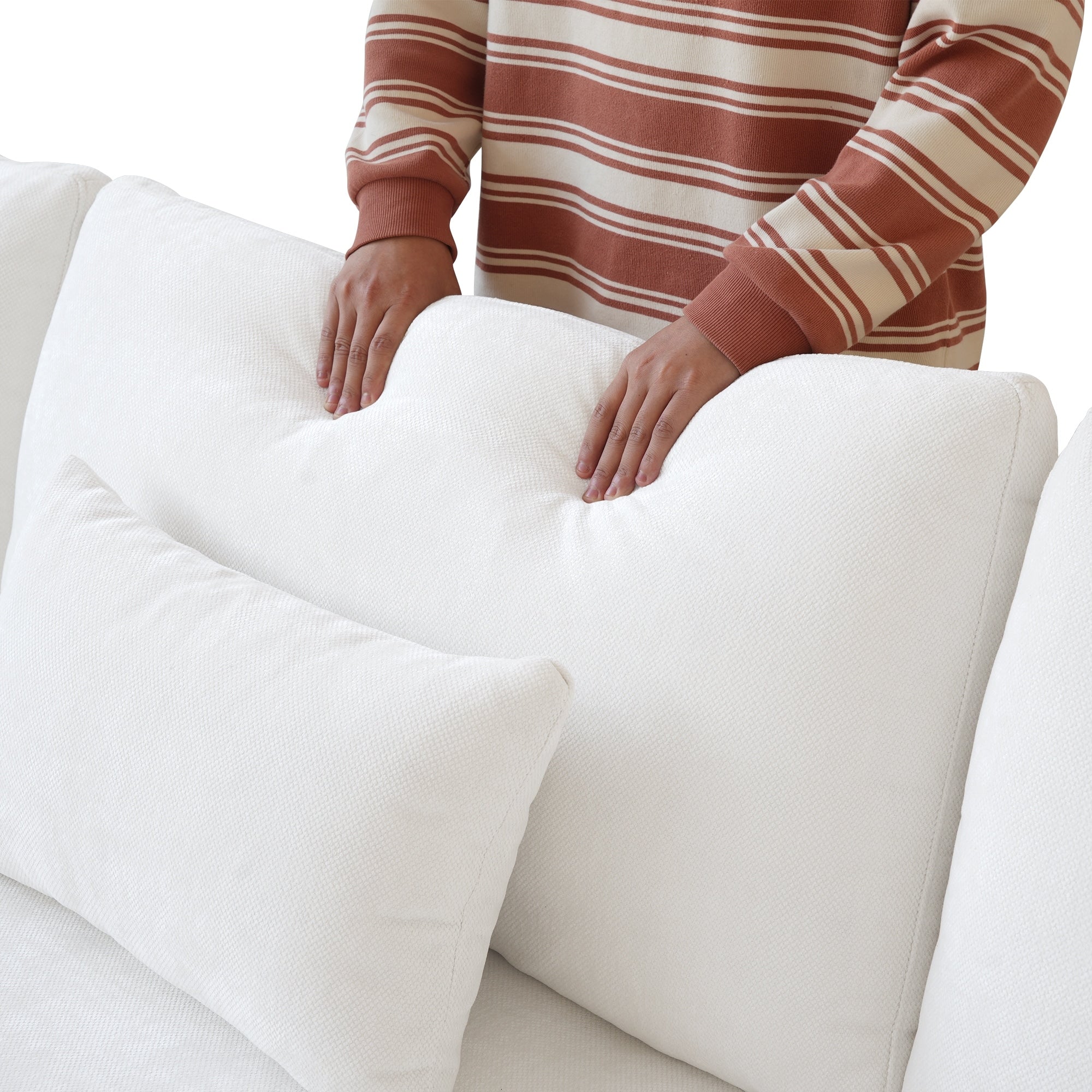 Oversized Linen Sectional Sofa down Filled U-Shaped Couch for Living Room Set