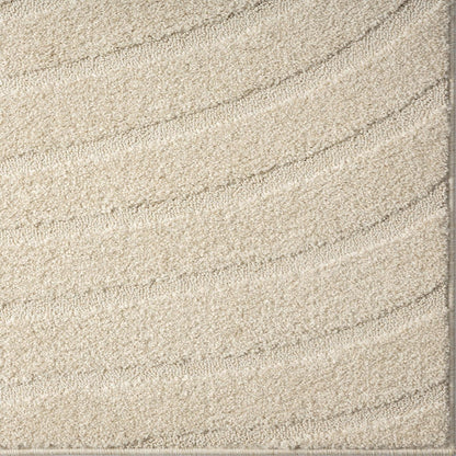 Modern Geometric Wave Cream 8X10 Area Rug, Stain Resistant Carpet