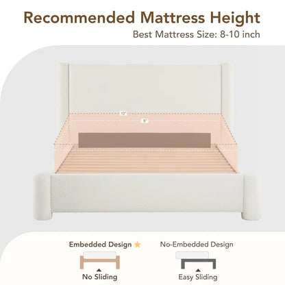 Boucle-Style Waterproof Upholstered Bed