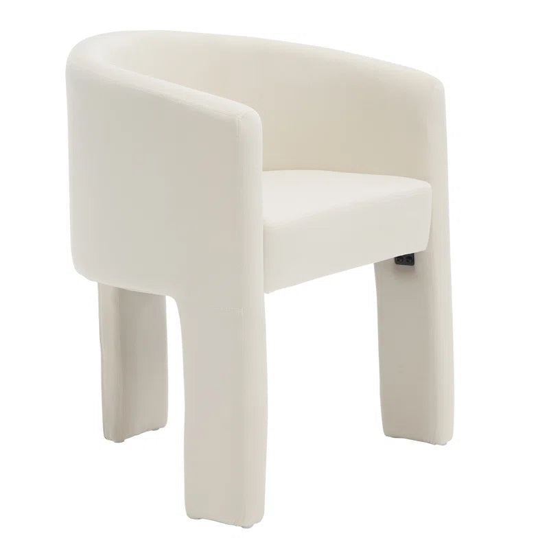 Modern Barrel Dining Chair with Solid Wood Legs, Upholstered Arm Dining Chair, Comfy Side Chair for Living Room/Dining Room(Set of 1)