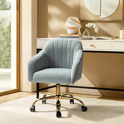 Adan Modern Velvet Task Chair with Wood Frame and Back