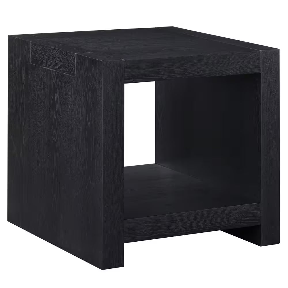 Aubrey 24 In. Black Wood Square End Table