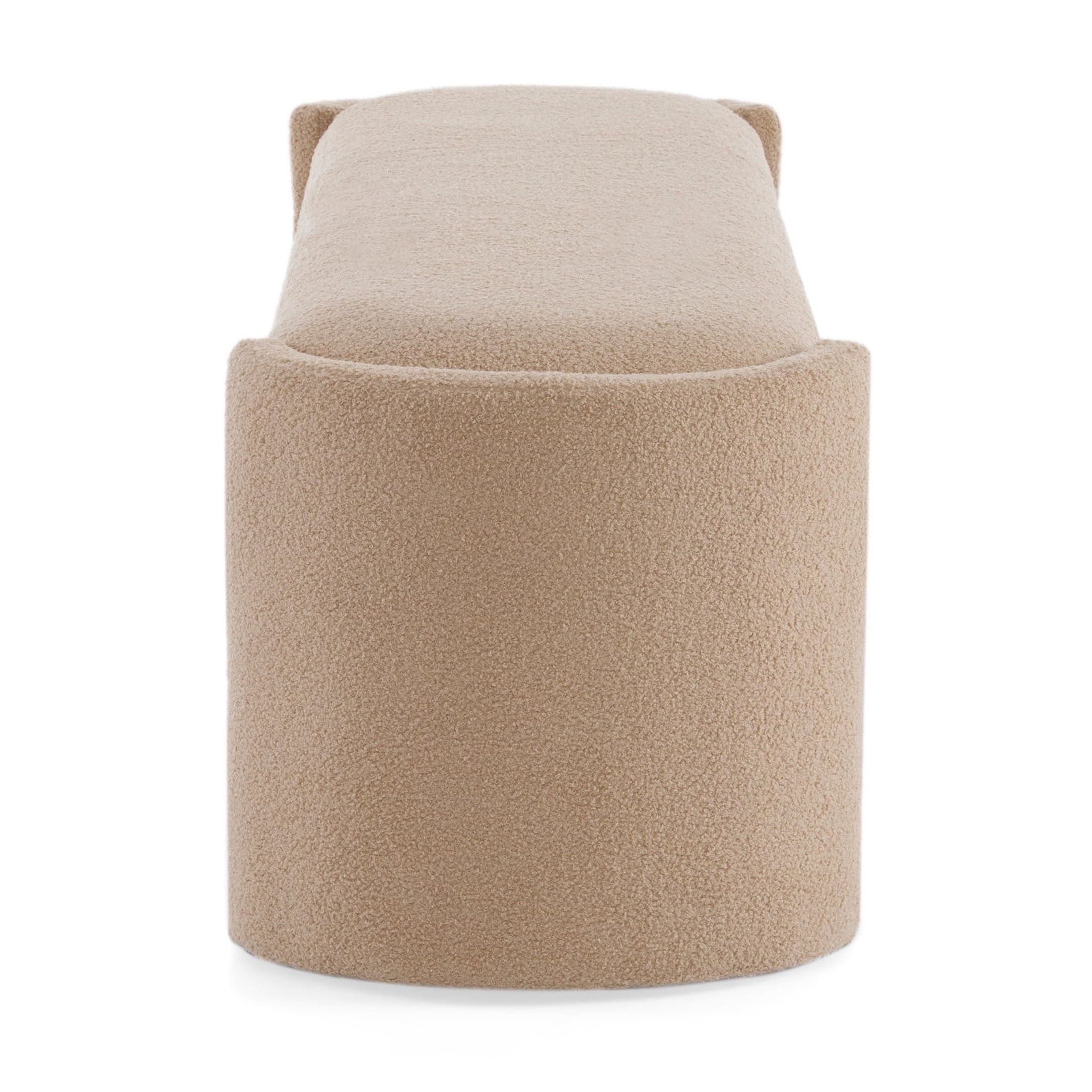 Generic Modern Long Ottoman with Wooden Frame and Polyester Upholstery, Light Camel