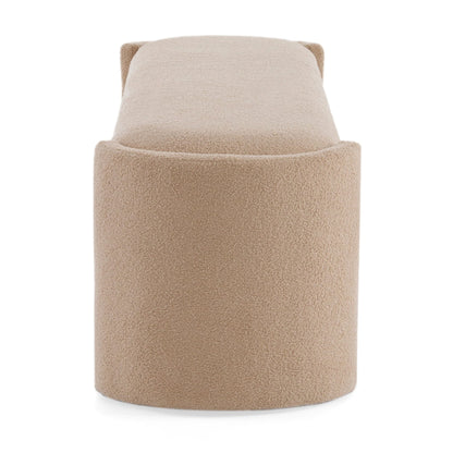Generic Modern Long Ottoman with Wooden Frame and Polyester Upholstery, Light Camel