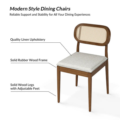 Konstantin Modern Solid Wood Dining Chair with Ratten Back (Set of 2 )