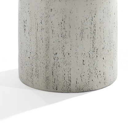 Rustic off White and Gray round Tall Mgo Side Table, Indoors and Outdoors