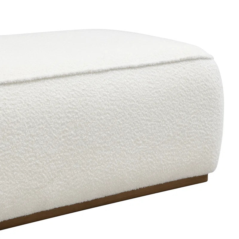 Mayson Grainy Fabric Upholstered Bench with Wooden Base