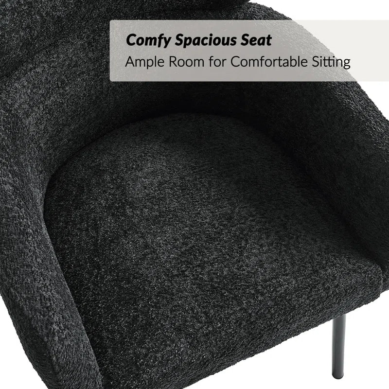 Turgeon Boucle Mid-Century Modern 19"H Dining Chair with Adjustment Feet