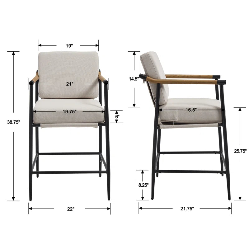 Industrial Modern 26" Counter Stool – Faux Wood & Removable Cushion